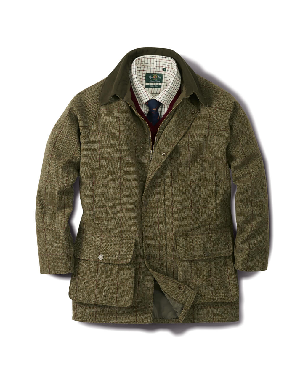 Combrook Wasserdichter Tweed Mantel für Herren in Schilfgrün