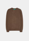Kilsyth Herren-Lammwollpullover in Tabak – normale Passform
