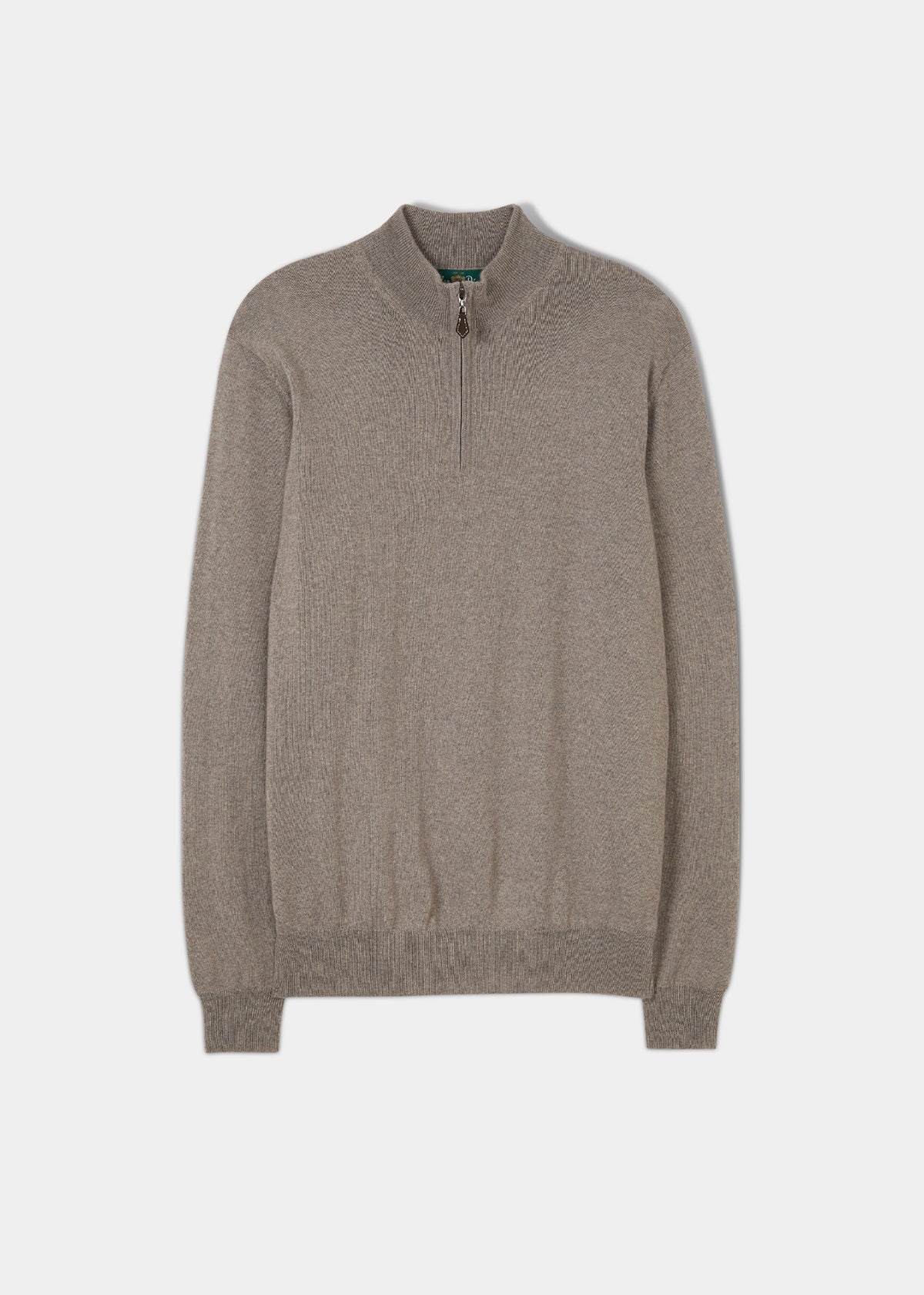 Men's Merino Wool 1/4 Zip Mock Neck Jumper in Mushroom