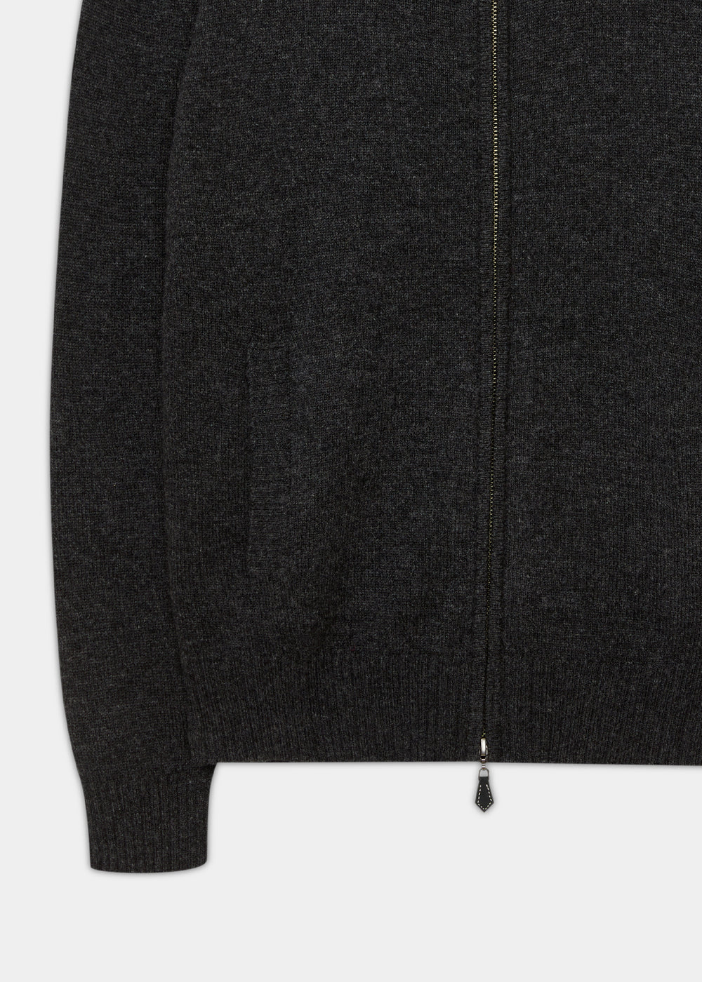 Ballater Lambswool Front Zip Mock Neck Jumper In Charcoal - Regular Fit