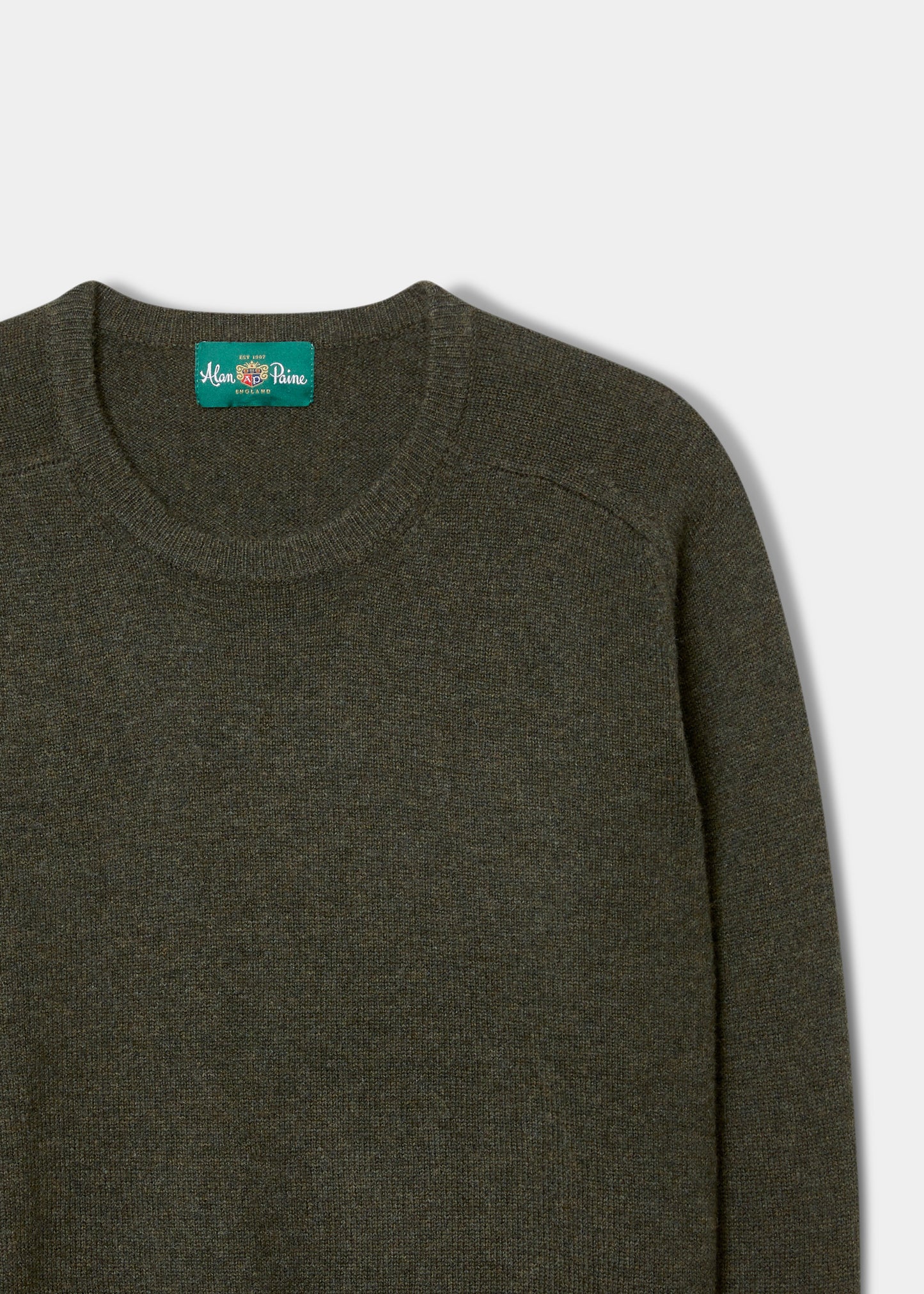 Dorset Herren-Lammwollpullover in Algen – klassische Passform