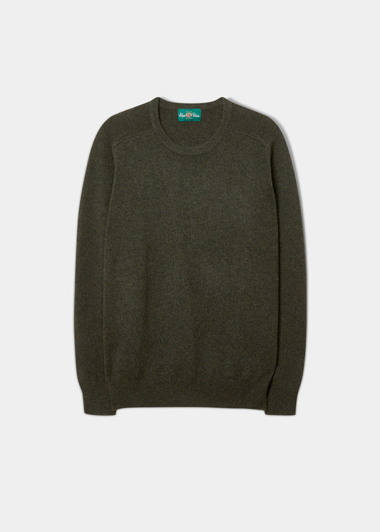 Dorset Herren-Lammwollpullover in Algen – klassische Passform