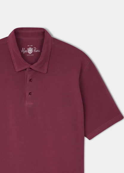 Tutbury Faded Dye Poloshirt in Weinrot – ohne Emblem